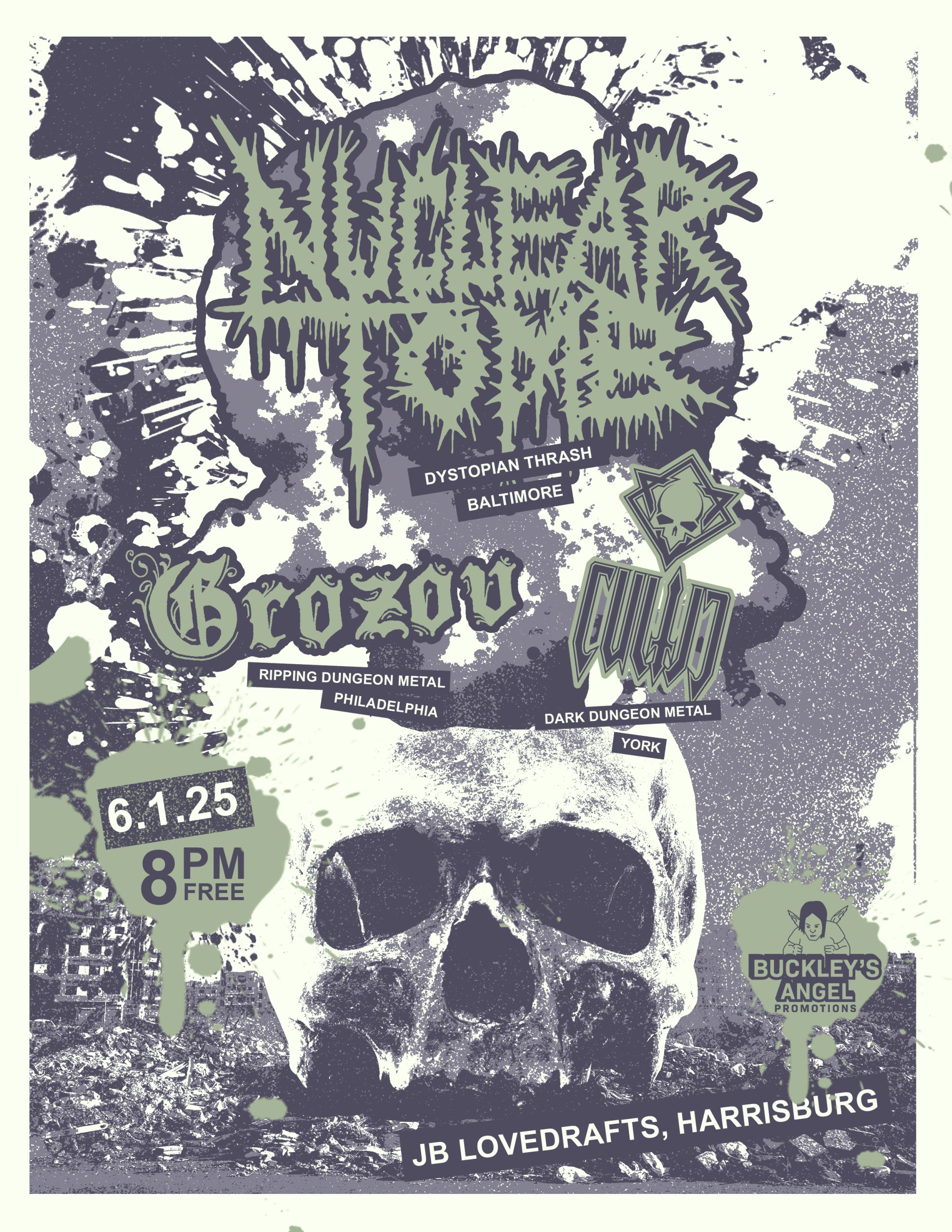 Show Flyer - Cultic, Nuclear Tomb and Grozov - Harrisburg, PA